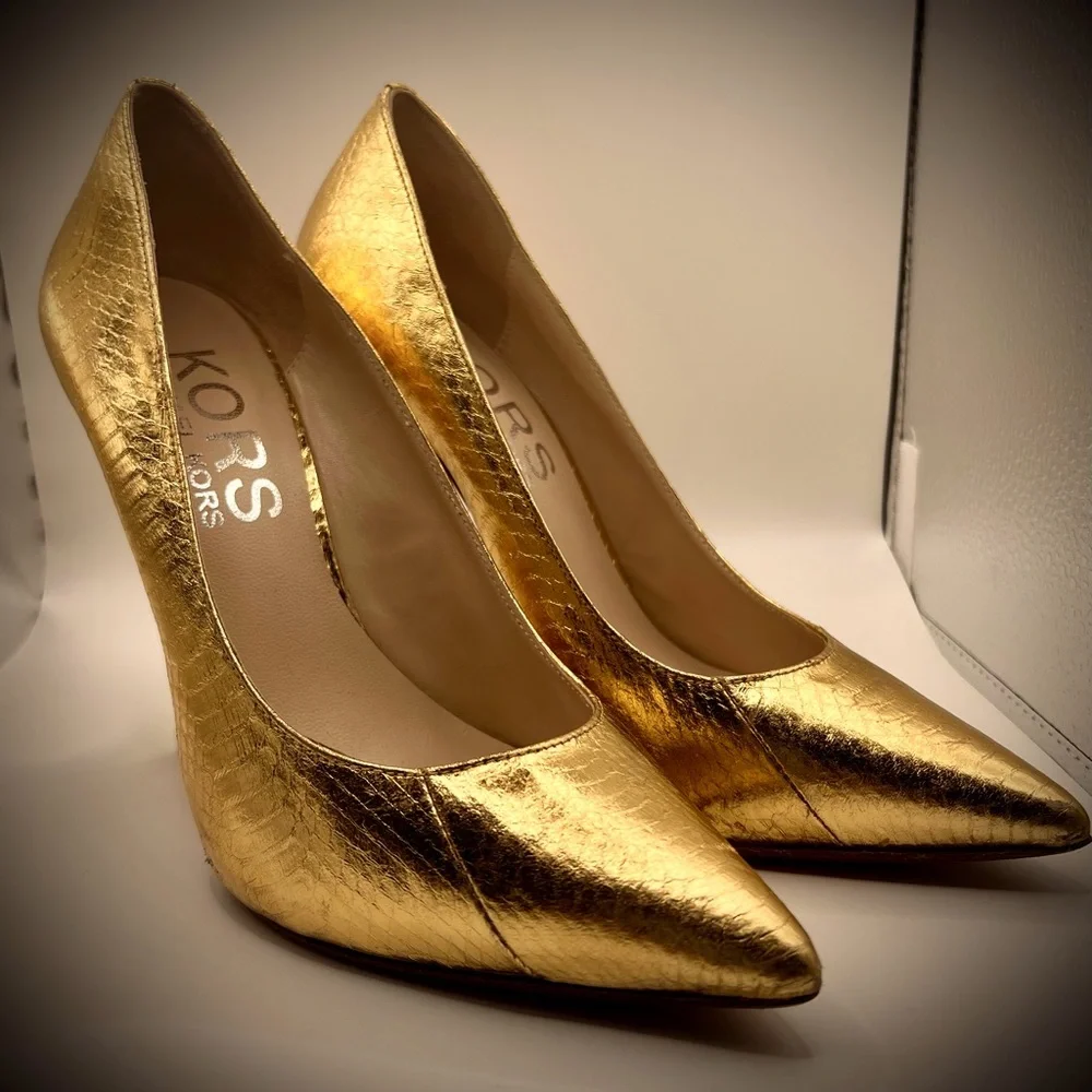 Glamorous KORS MICHAEL KORS Gold Shoes with Snakeskin effect leather Size 7